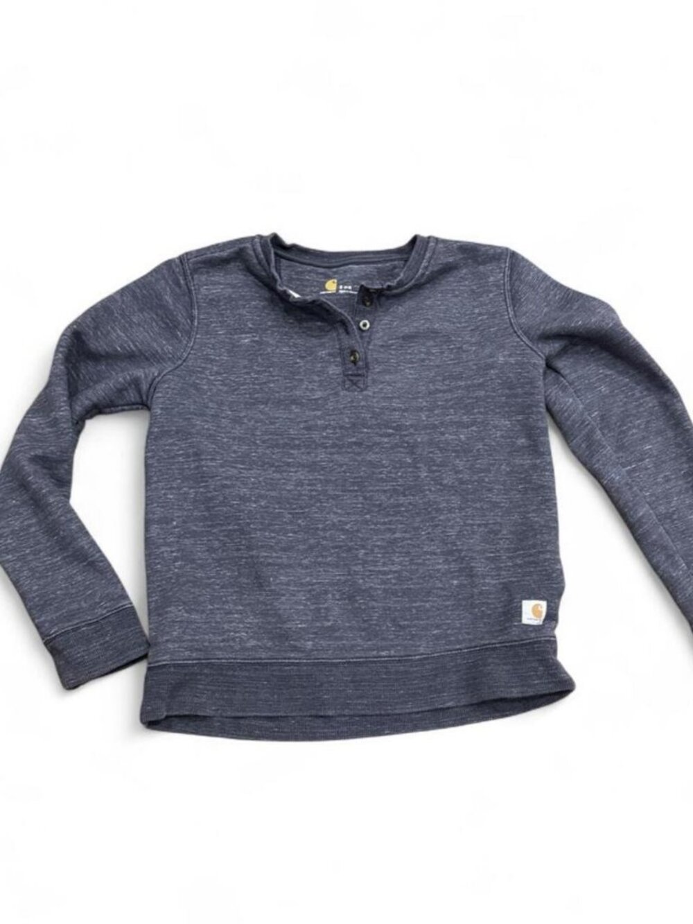 Carhartt Kids Navy Heather Henley Sweatshirt Long Sleeve Size S 4-5